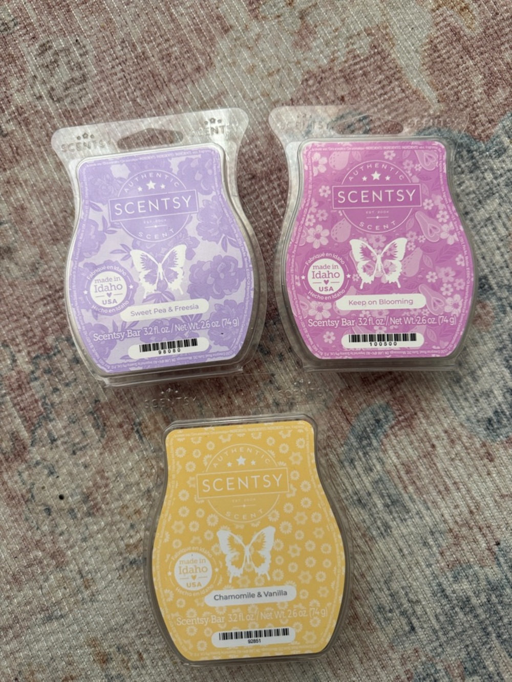 Scentsy Wax Bars Trio - Purple, Pink & Yellow Floral Scents